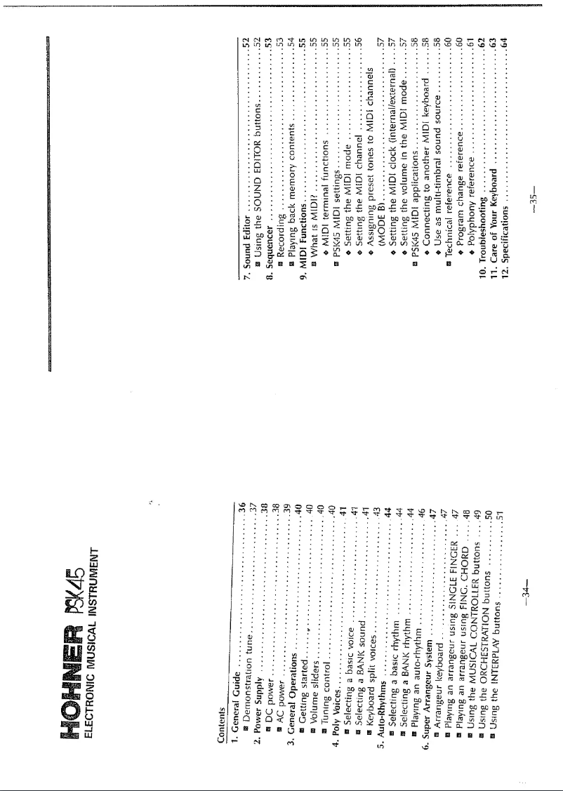 Página 1 del manual Manual de usuario Hohner PSK 45