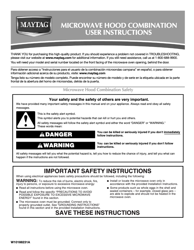 Page 1 de la notice Manuel utilisateur Maytag MMV4203DB