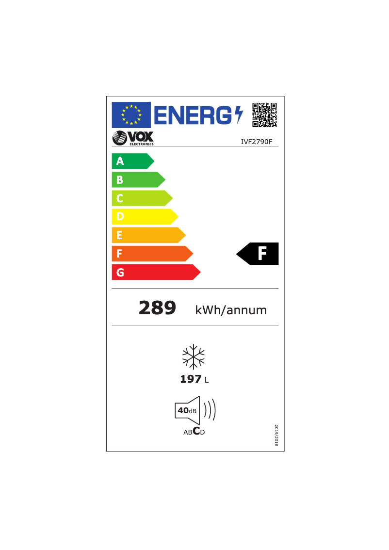 Página 1 del manual Etiqueta energética VOX IVF 2790 F