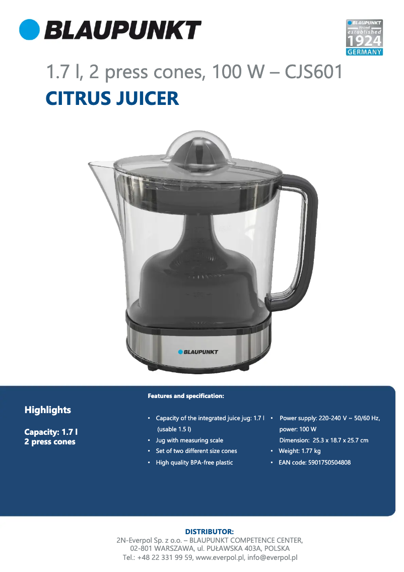 Página 1 del manual Manual de usuario Blaupunkt CJS601