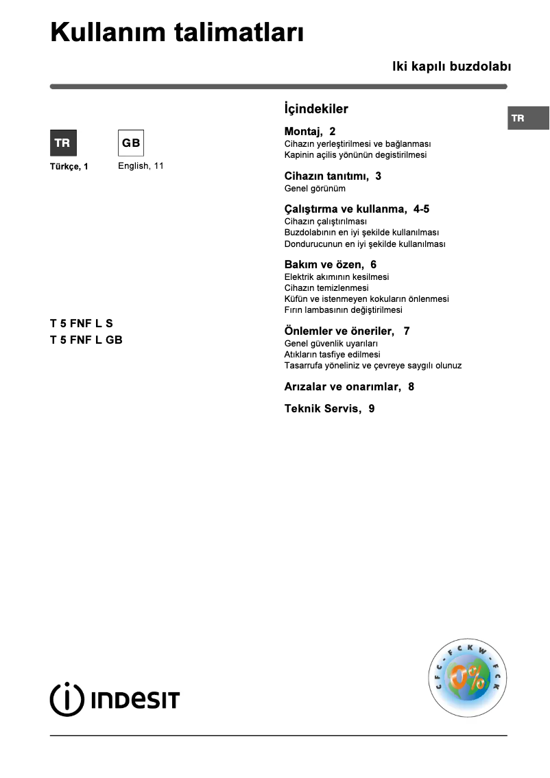 Page n°1 - Manuel utilisateur Indesit T 5 FNF L S (TK)