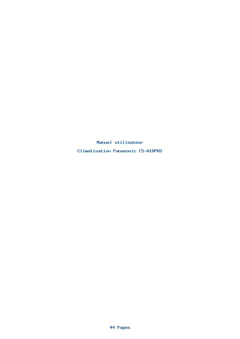 Page 1 de la notice Manuel utilisateur Panasonic CS-A18PKD