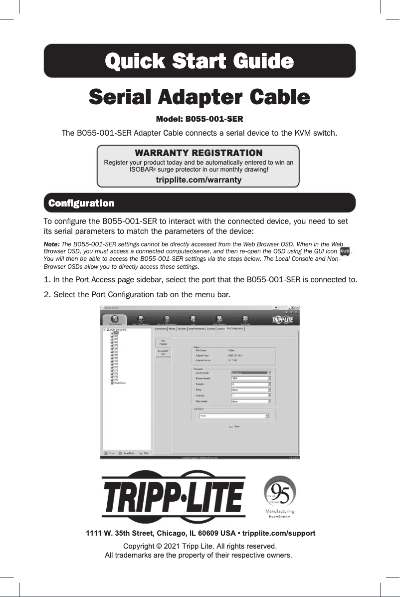 Page 1 de la notice Manuel utilisateur Tripp Lite B055-001-SER