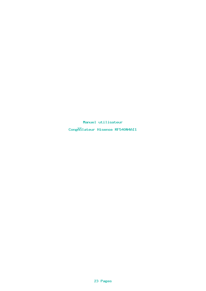 Page 1 de la notice Manuel utilisateur Hisense RF540N4AI1