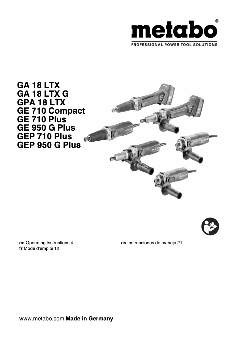 Page 1 de la notice Manuel utilisateur Metabo GPA 18 LTX