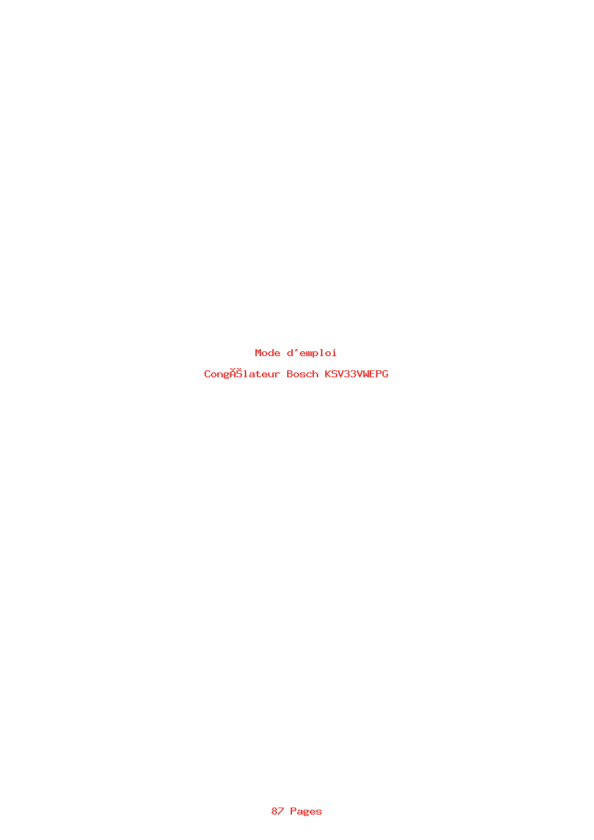 Page 1 de la notice Mode d'emploi Bosch KSV33VWEPG