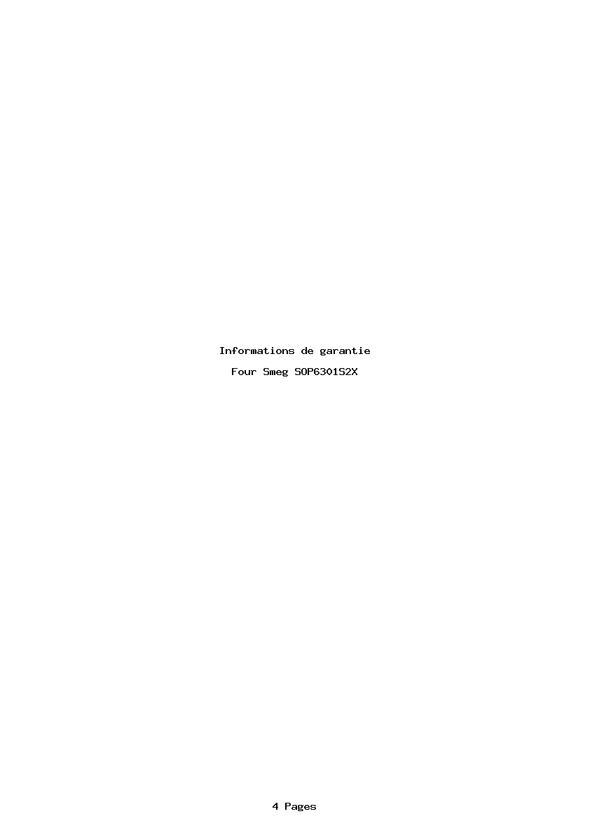 Page 1 de la notice Informations de garantie Smeg SOP6301S2X