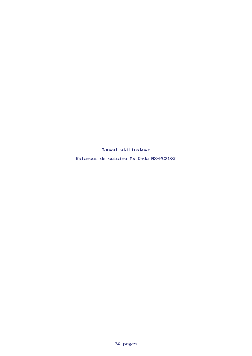 Page 1 de la notice Manuel utilisateur Mx Onda MX-PC2103