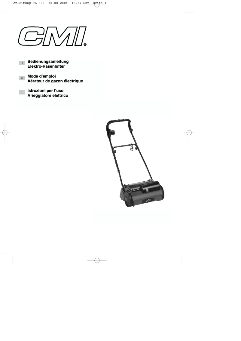 Page 1 of the manual User Manual CMI RL 500