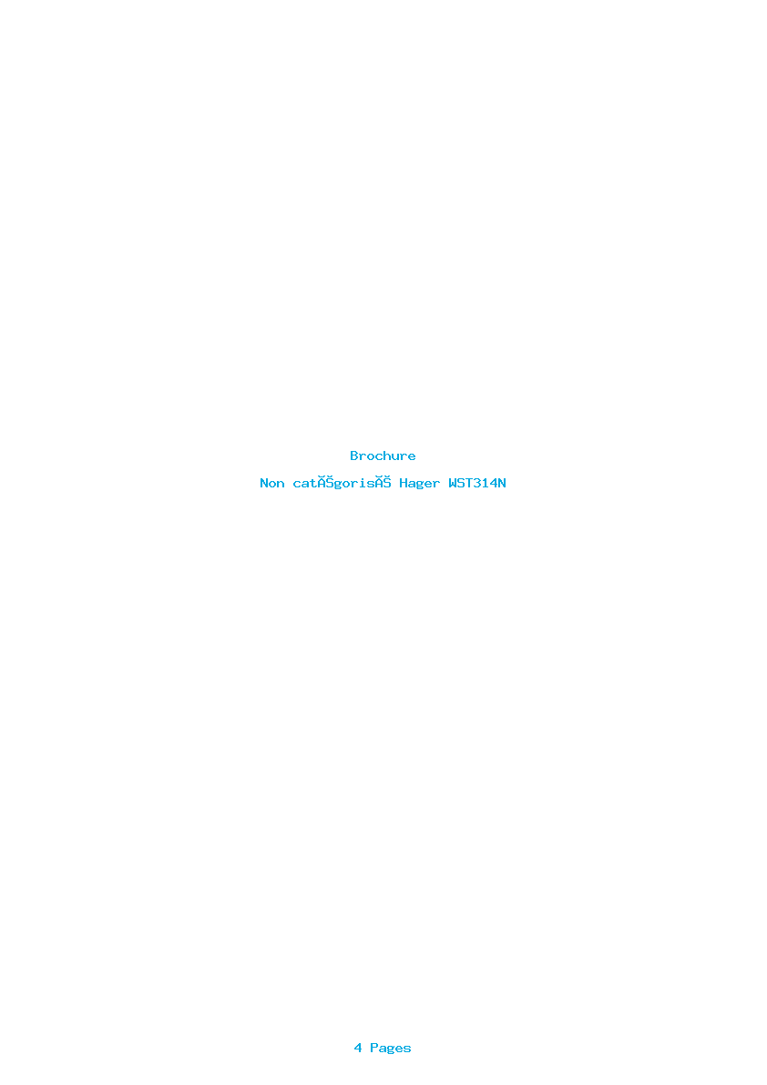 Page 1 de la notice Brochure Hager WST314N