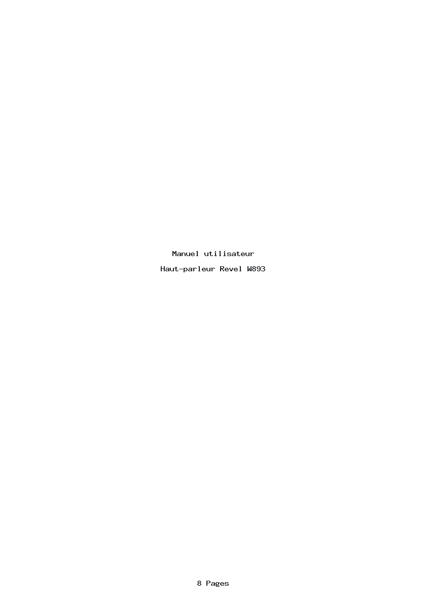 Page 1 de la notice Manuel utilisateur Revel W893