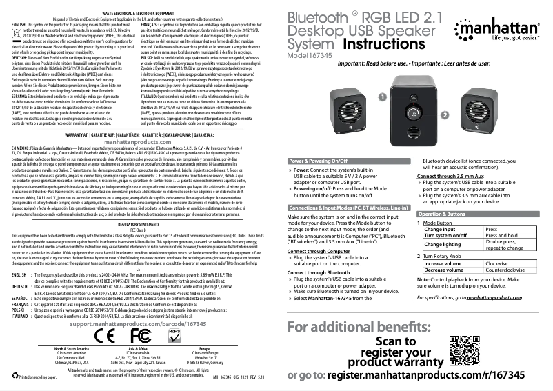 Page 1 de la notice Manuel utilisateur Manhattan 167345