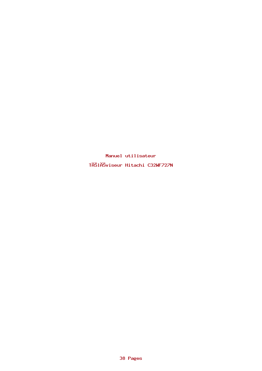Page 1 de la notice Manuel utilisateur Hitachi C32WF727N