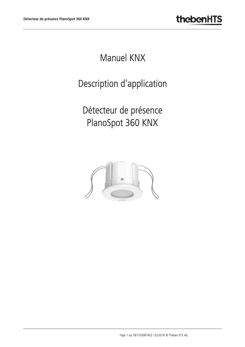 Página 1 del manual Manual de usuario Theben PlanoSpot 360 KNX DE