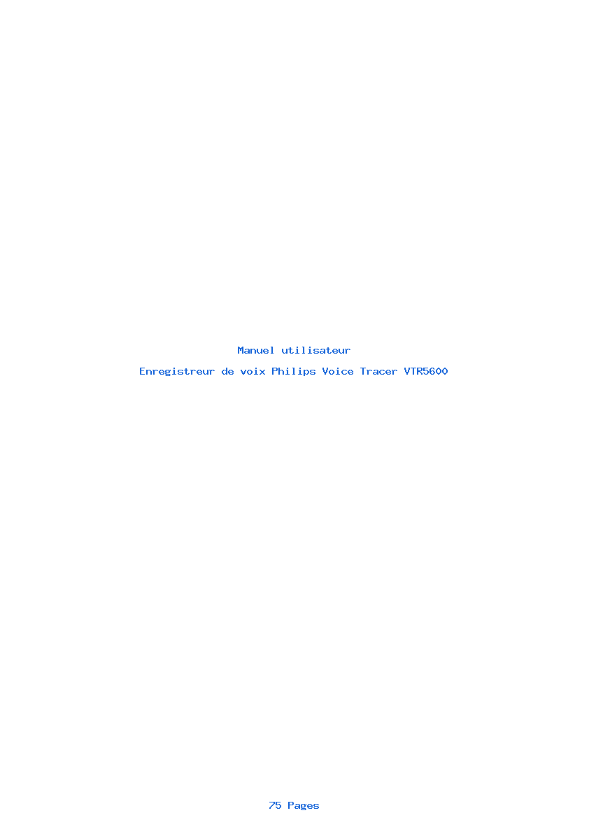 Page 1 de la notice Manuel utilisateur Philips Voice Tracer VTR5600