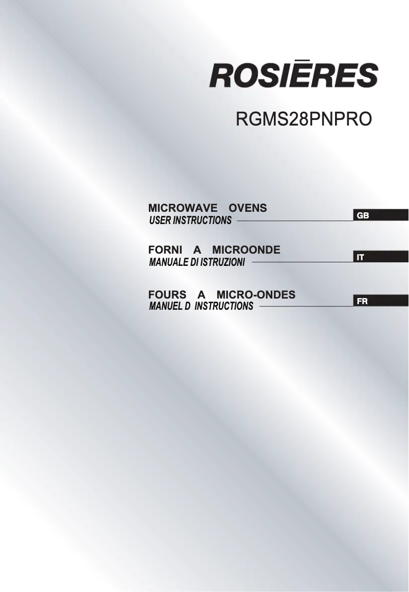 Page 1 de la notice Manuel utilisateur Rosieres RMGS28PNPRO