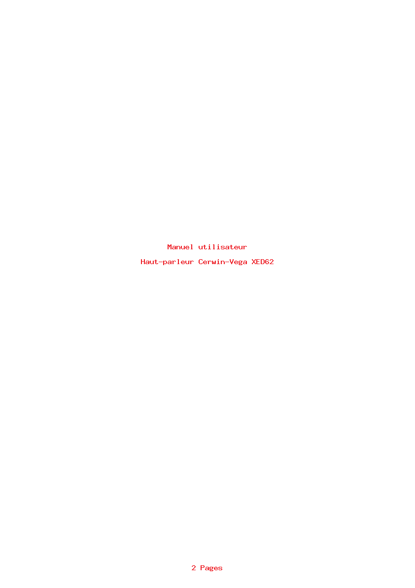 Page 1 de la notice Manuel utilisateur Cerwin-Vega XED62