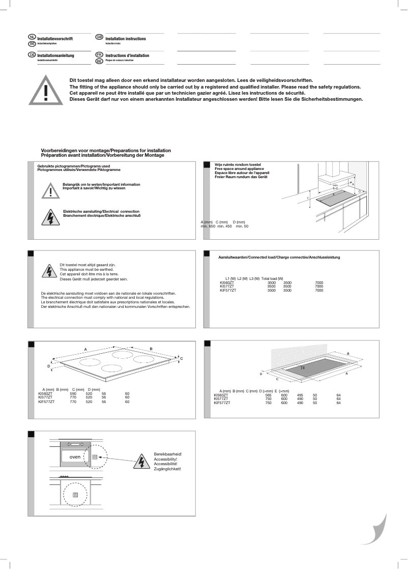 Page 1 de la notice Guide d'installation Etna KIF577ZT
