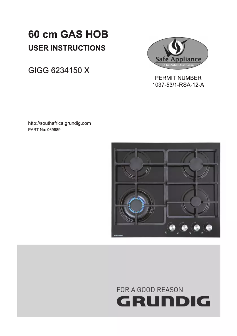 Page 1 de la notice Manuel utilisateur Grundig GIGG 6234150 X
