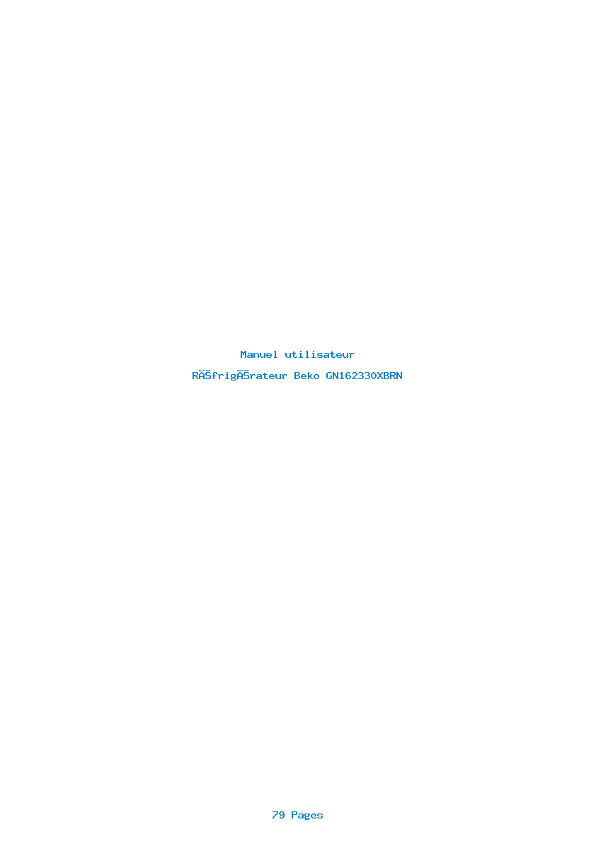 Page 1 de la notice Manuel utilisateur Beko GN162330XBRN
