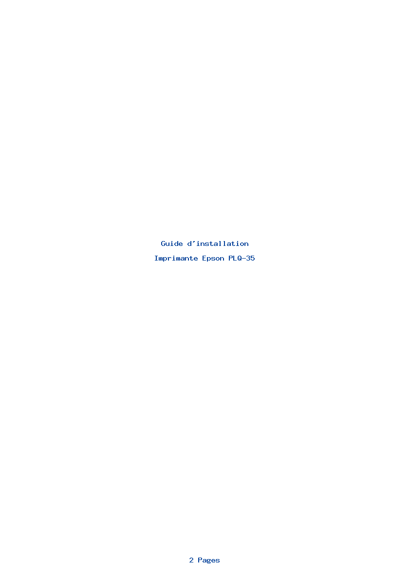 Page 1 de la notice Guide d'installation Epson PLQ-35