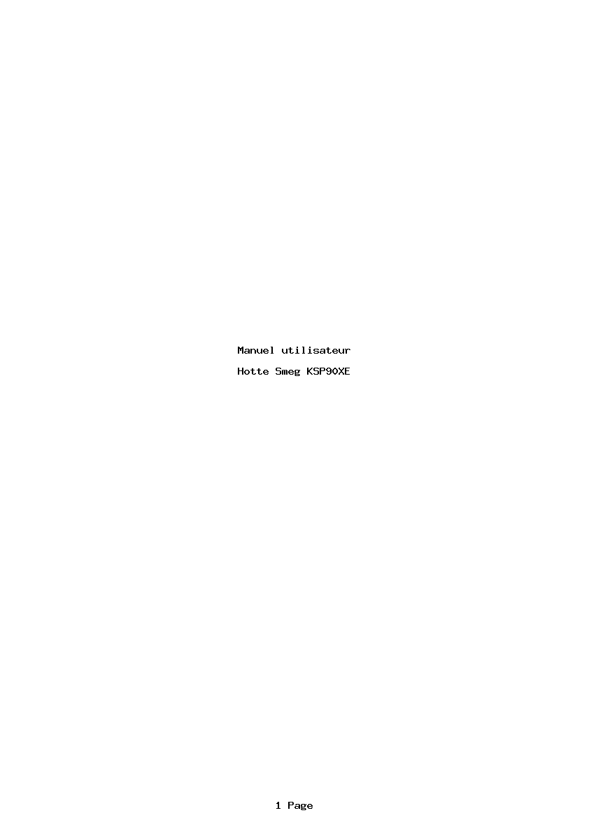 Page 1 de la notice Manuel utilisateur Smeg KSP90XE