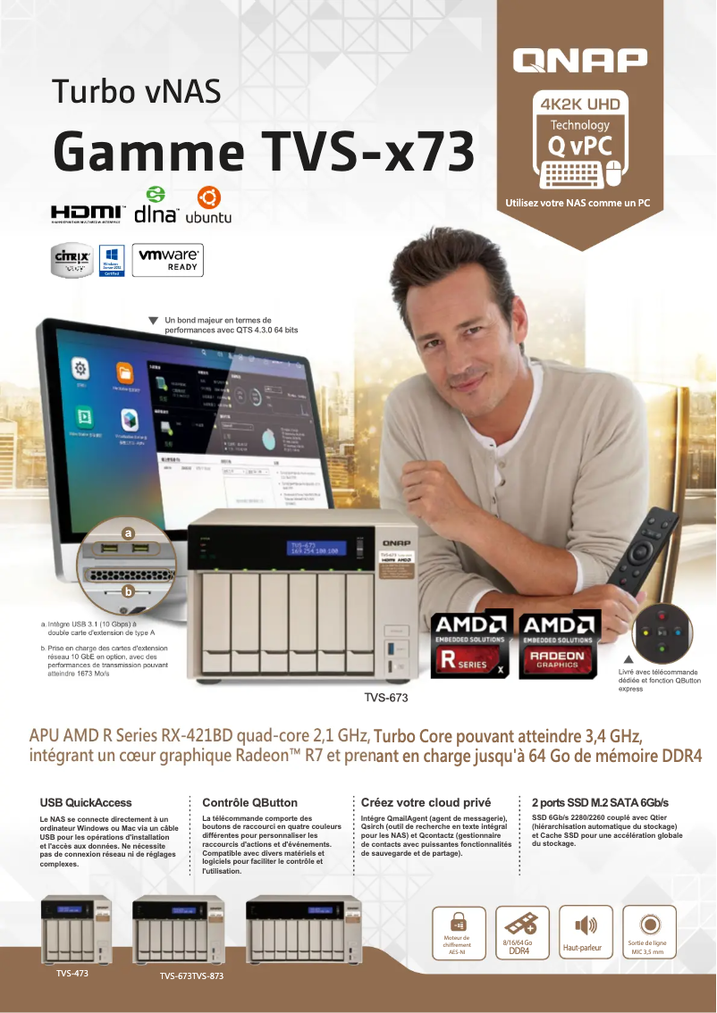 Page 1 de la notice Fiche technique QNAP TVS-673