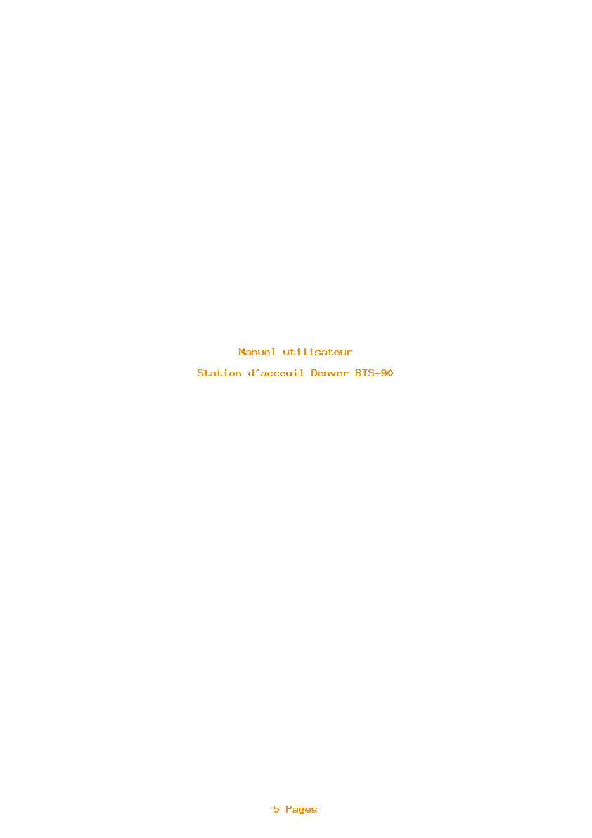 Page 1 de la notice Manuel utilisateur Denver BTS-90