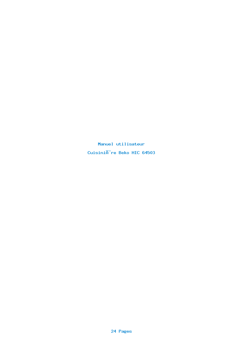 Page 1 de la notice Manuel utilisateur Beko HIC 64503