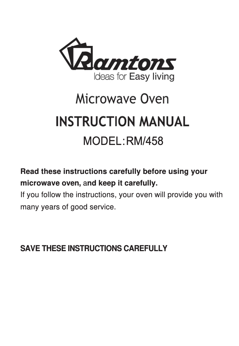 Page 1 of the manual User Manual Ramtons RM/458