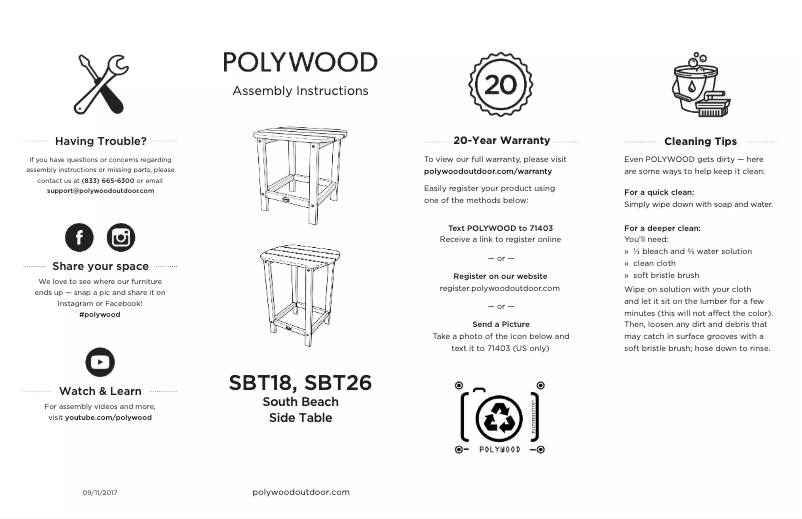 Page 1 of the manual User Manual POLYWOOD South Beach SBT18