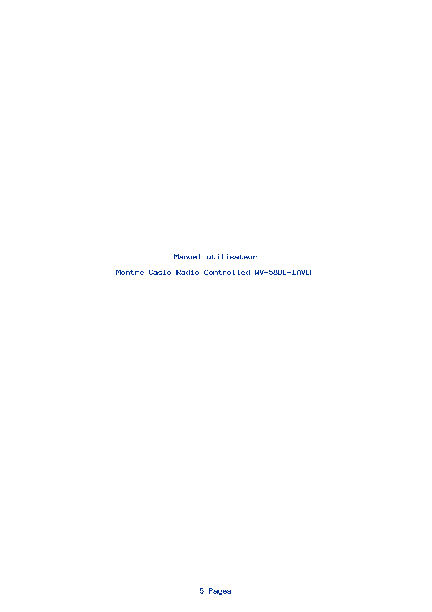 Page 1 de la notice Manuel utilisateur Casio Radio Controlled WV-58DE-1AVEF