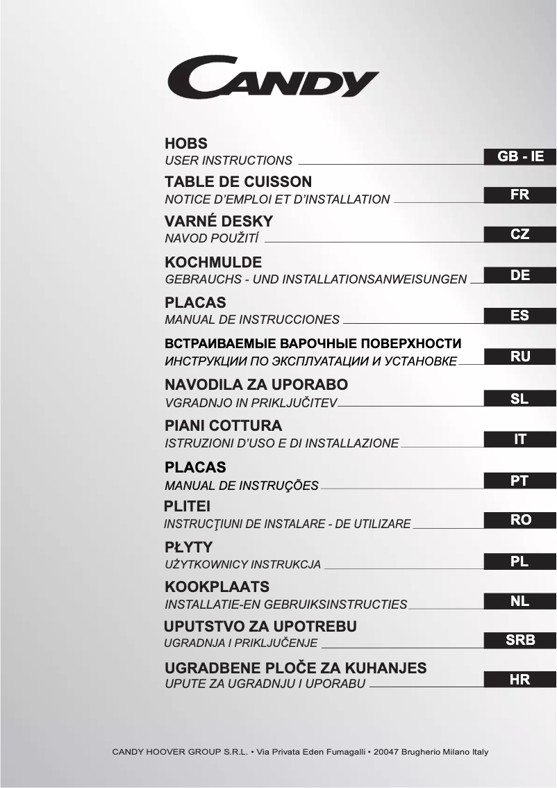 Page 1 of the manual User Manual Candy PSP 640 GRAFITE