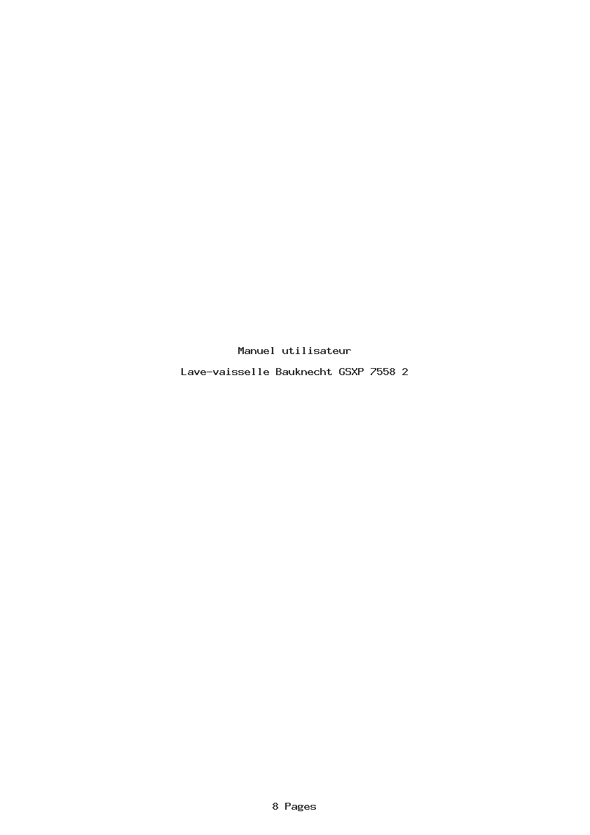 Page 1 de la notice Manuel utilisateur Bauknecht GSXP 7558 2