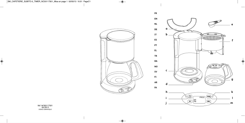 Page 1 de la notice Manuel utilisateur Moulinex Subito FG3628