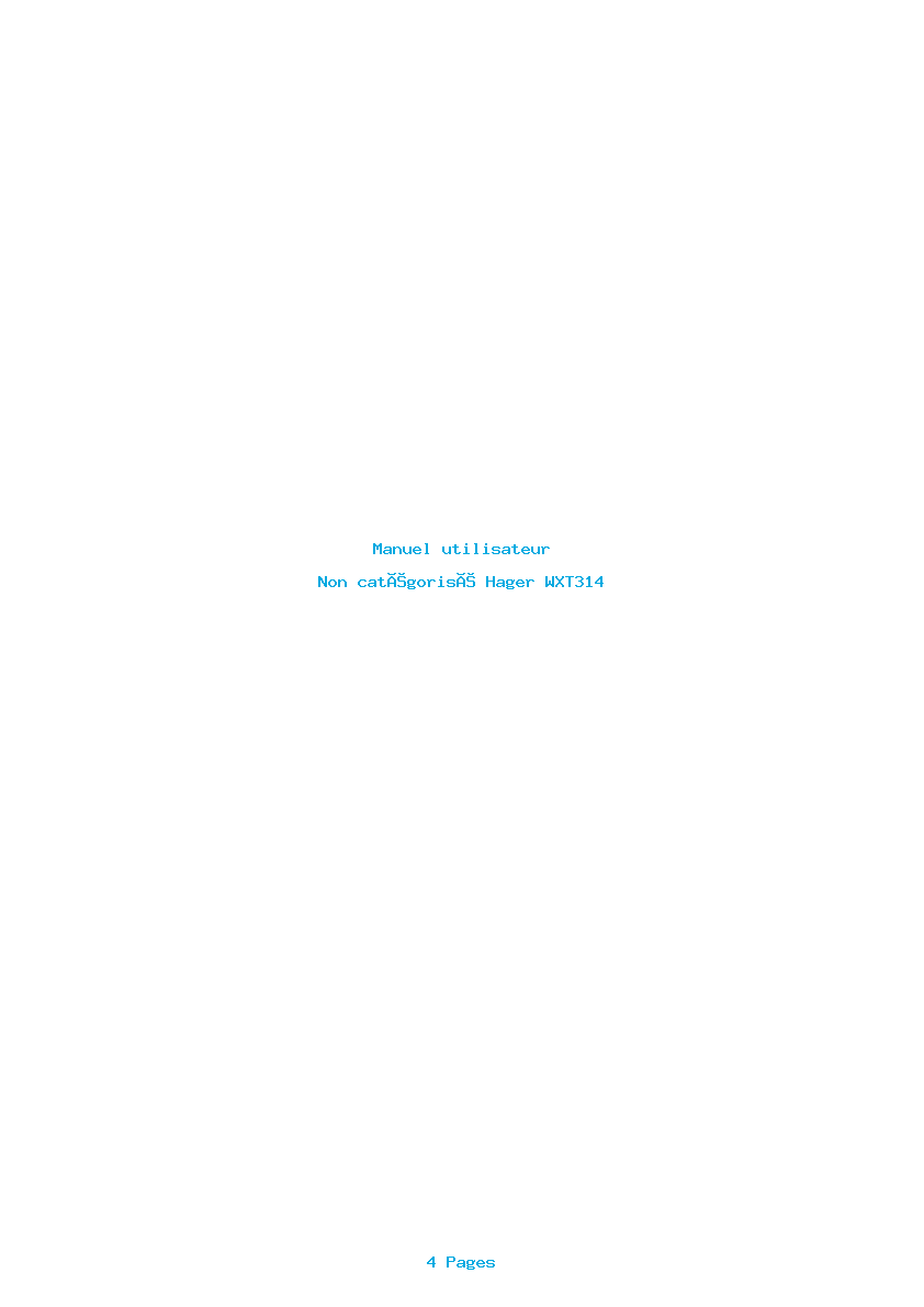 Page 1 de la notice Manuel utilisateur Hager WXT314