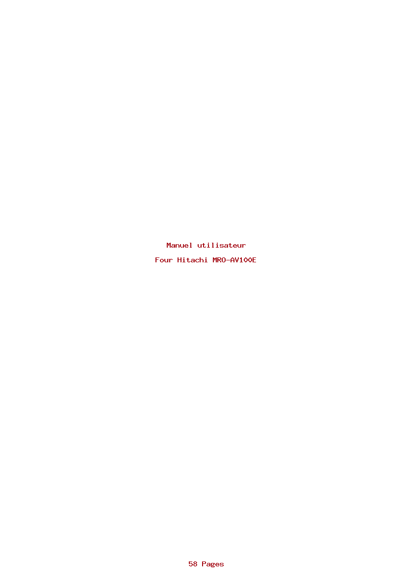 Page 1 de la notice Manuel utilisateur Hitachi MRO-AV100E