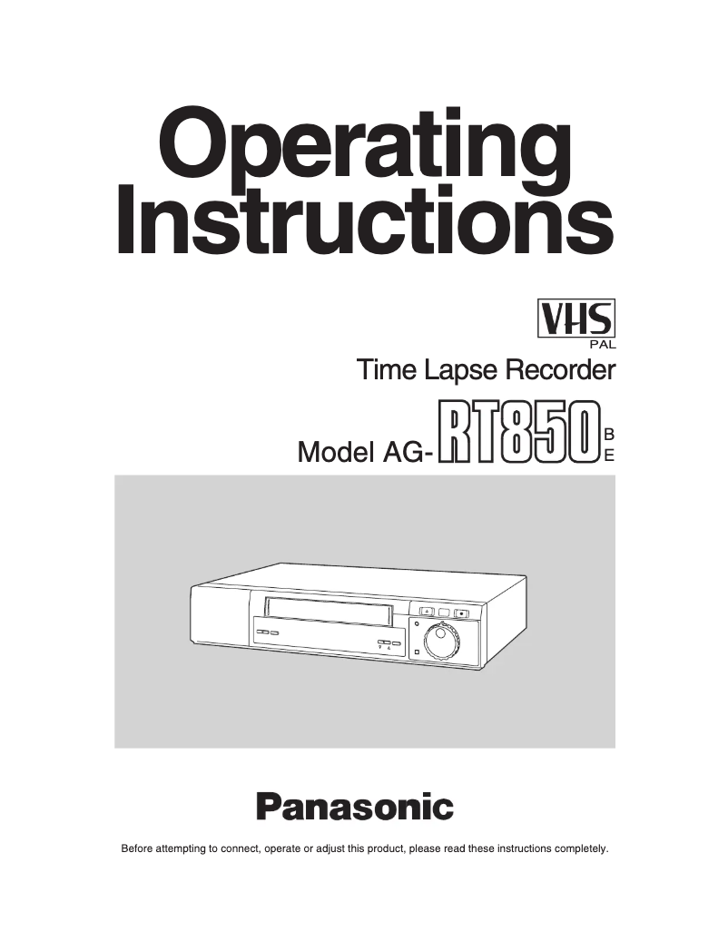 Página 1 del manual Manual de usuario Panasonic AG-RT850