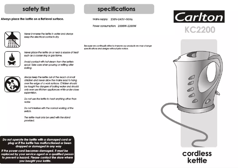 Page 1 de la notice Manuel utilisateur Carlton KC2200