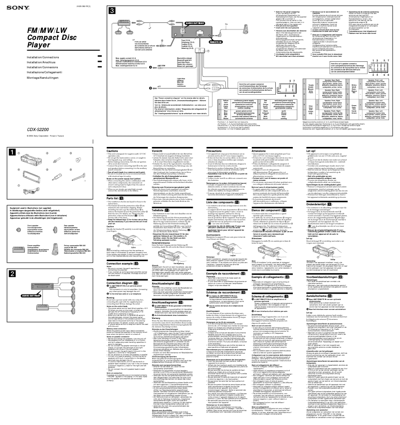Page 1 de la notice Guide d'installation Sony CDX- S2200