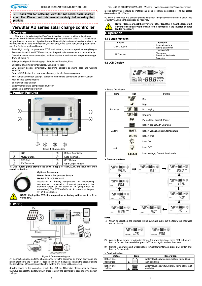 Página 1 del manual Manual de usuario EPEVER VS2024AU