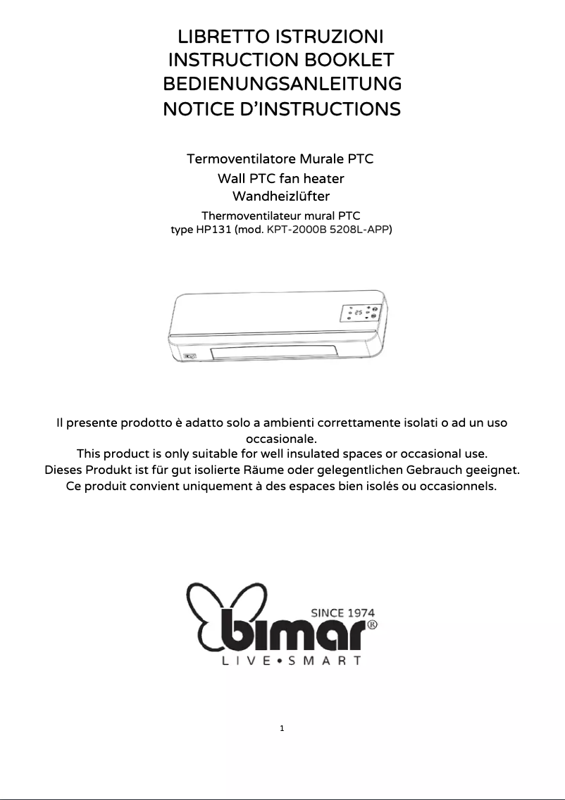 Page 1 de la notice Manuel utilisateur Bimar HP131