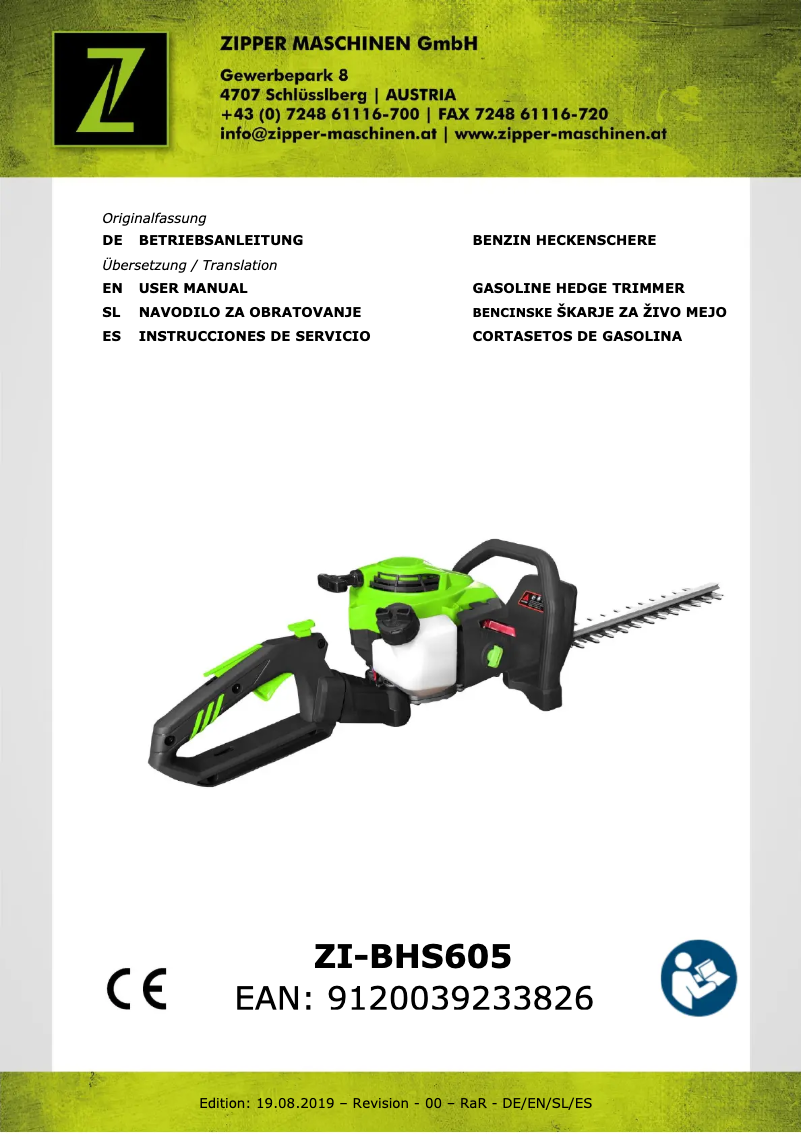 Page 1 de la notice Manuel utilisateur Zipper ZI-BHS605