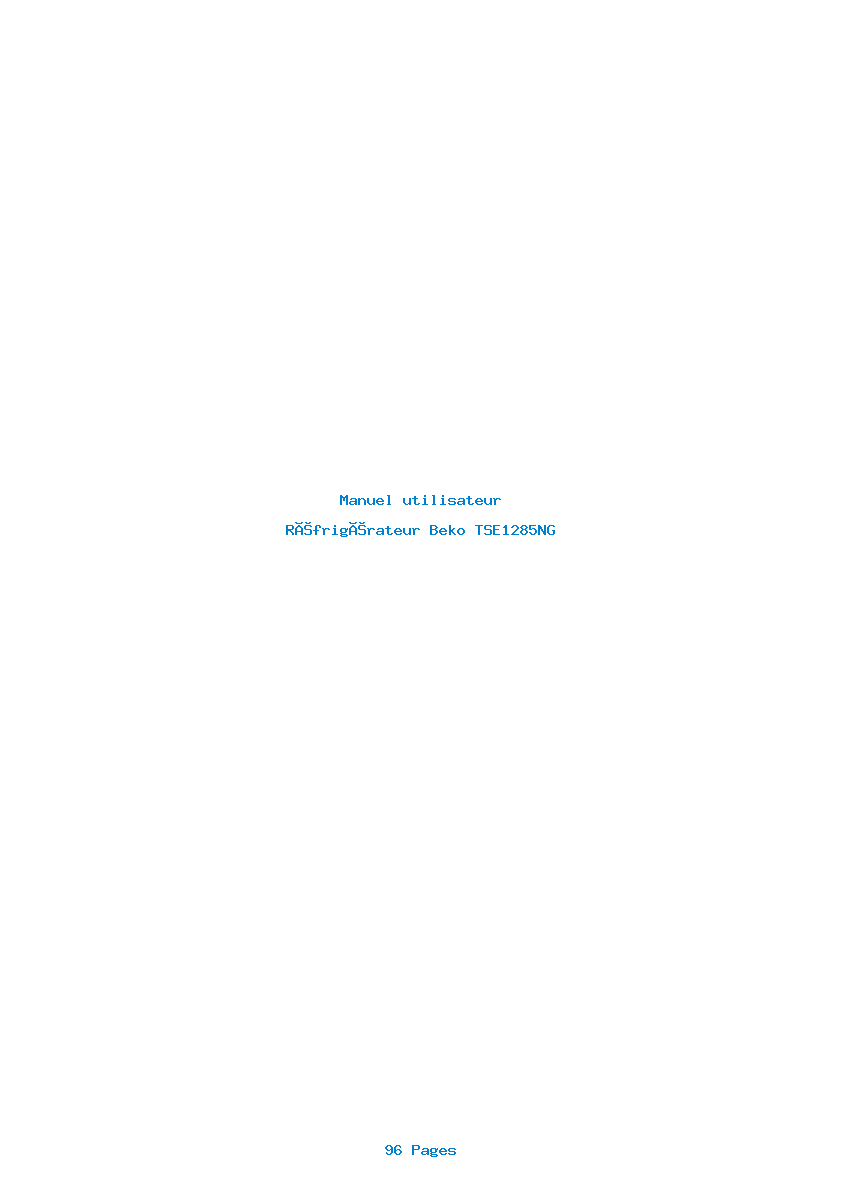 Page 1 de la notice Manuel utilisateur Beko TSE1285NG