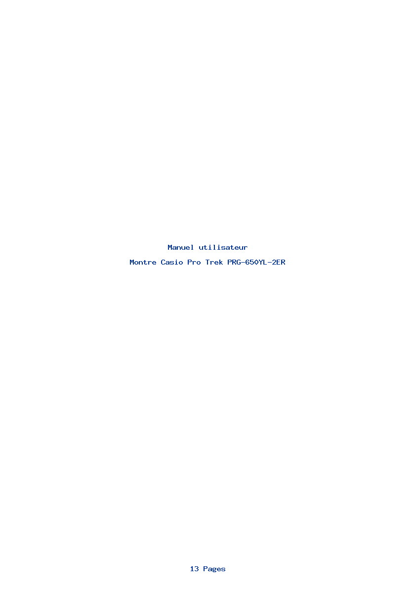 Page 1 de la notice Manuel utilisateur Casio Pro Trek PRG-650YL-2ER