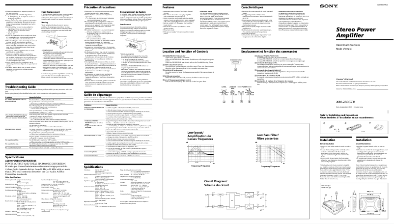 Page 1 de la notice Manuel utilisateur Sony XM-280GTX