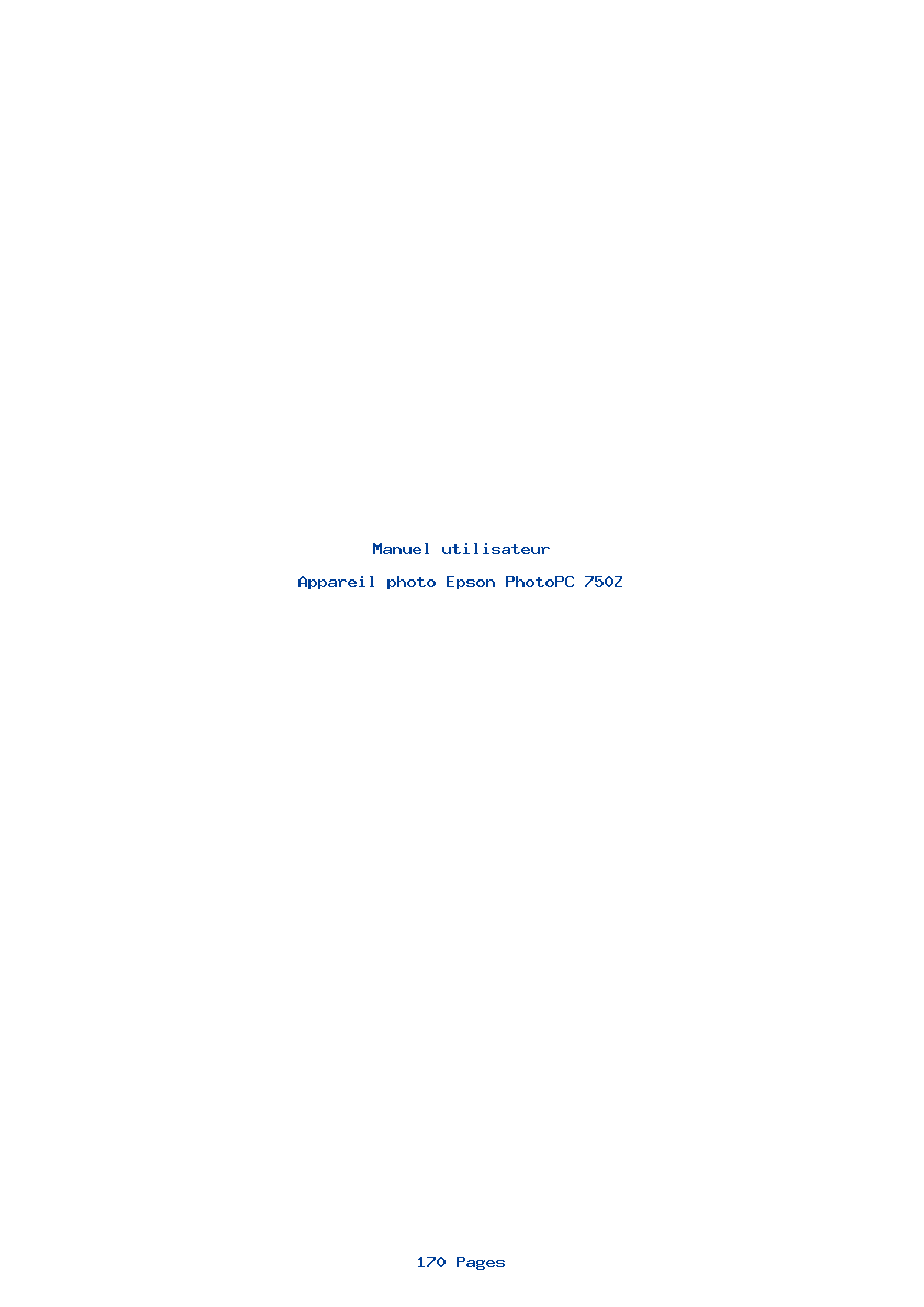 Page 1 de la notice Manuel utilisateur Epson PhotoPC 750Z