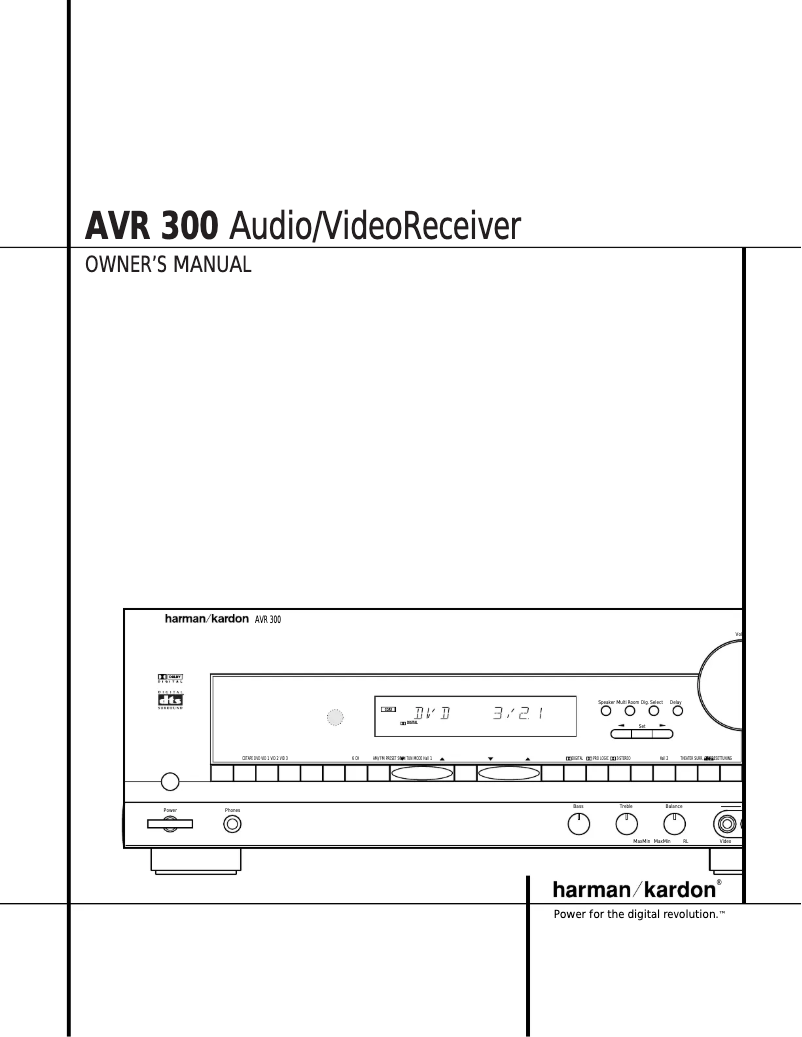 Page 1 de la notice Manuel utilisateur Harman Kardon AVR 300