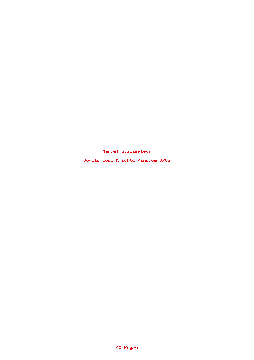 Page 1 de la notice Manuel utilisateur Lego Knights Kingdom 8783
