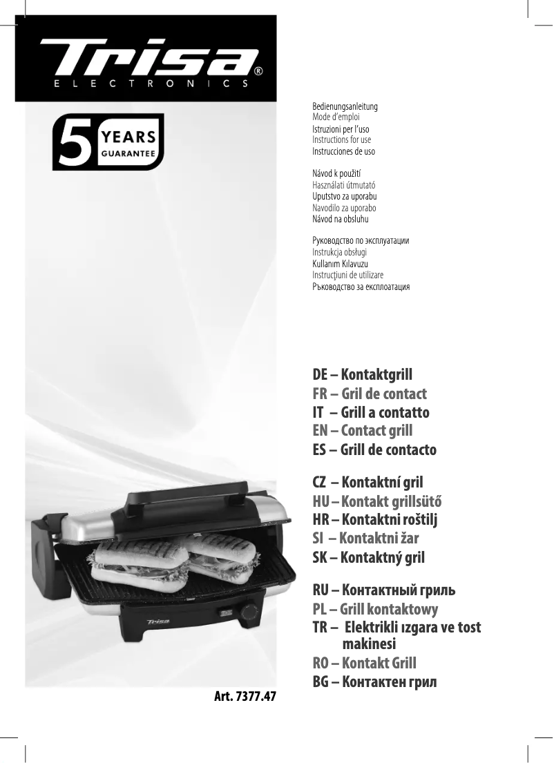 Page 1 de la notice Manuel utilisateur Trisa Hot Snack 7377.4712